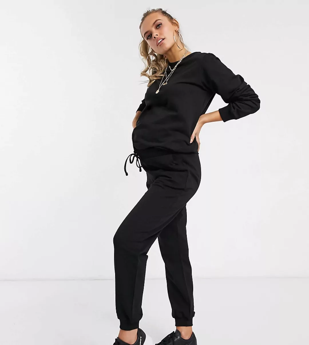 ASOS DESIGN Maternity – Schmal geschnittener Trainingsanzug mit Sweatshirt günstig online kaufen