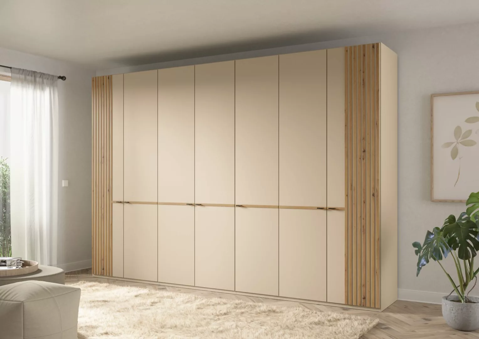 Musterring Drehtürenschrank "Isabelle", Lamellen in Eiche, Griffe in schwar günstig online kaufen