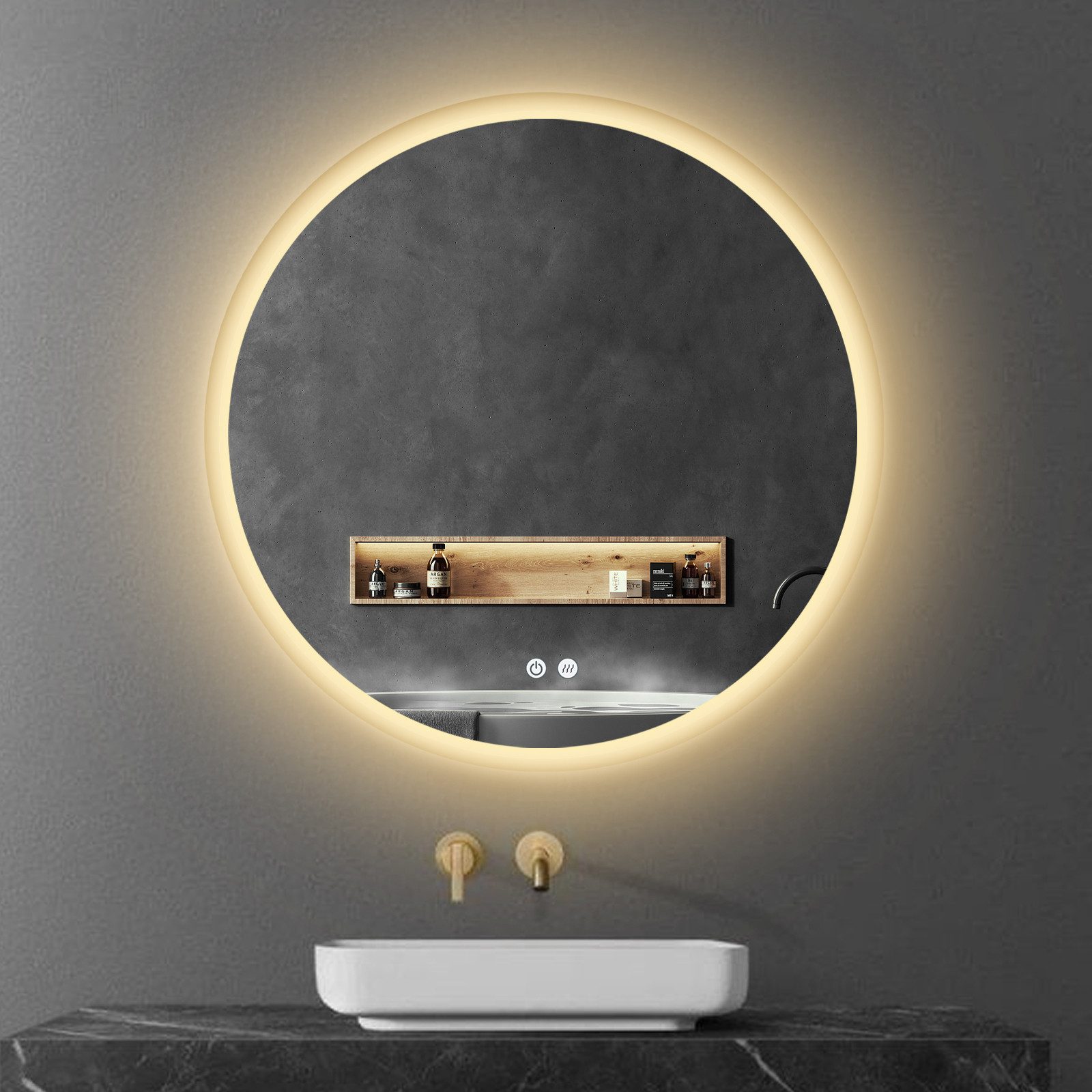 Apejoy Badspiegel 80cm Runder LED Wandspiegel günstig online kaufen