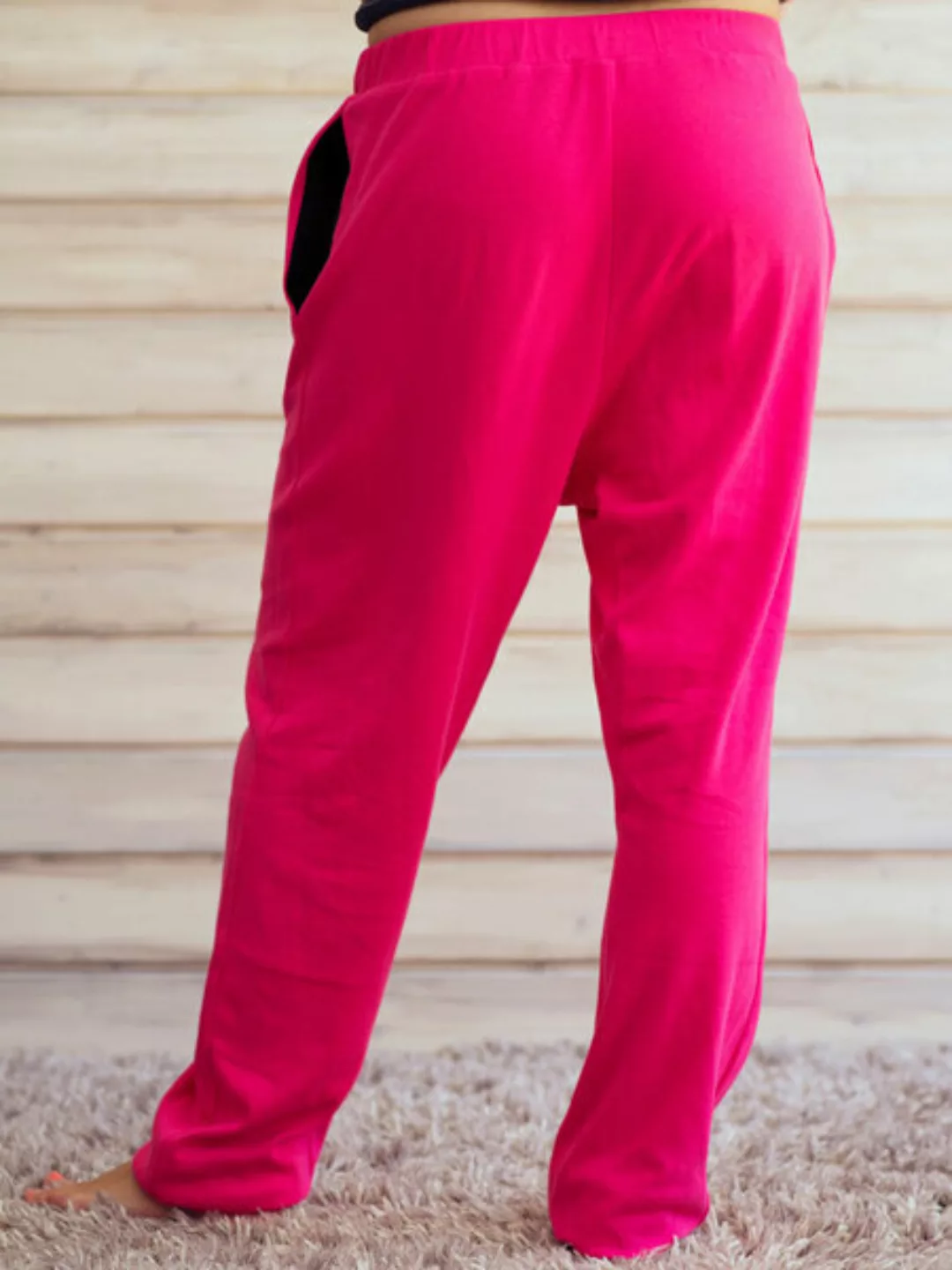 Damen Hose Aus Bio Baumwolle Jersey "Manati" Sehr Weit Und Lang, Pink / Sch günstig online kaufen