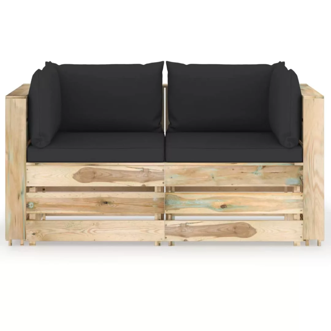 2-sitzer-gartensofa Mit Kissen Grün Imprägniertes Holz günstig online kaufen