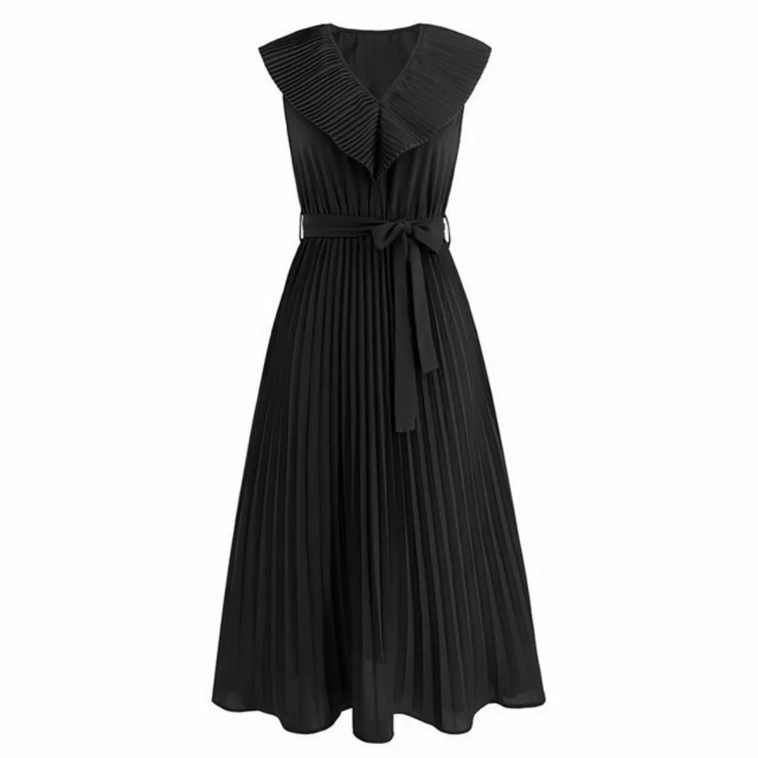 RUZU UG Dirndl Ärmelloses, plissiertes Kleid mit V-Ausschnitt und Sommer-Sc günstig online kaufen
