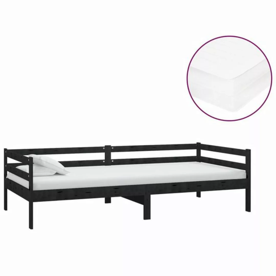 vidaXL Bettgestell Tagesbett Gästebett mit Matratze 90x200 cm Schwarz Massi günstig online kaufen