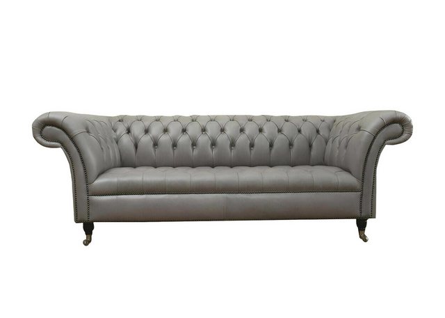 Xlmoebel Sofa 3-Sitzer Chesterfield Sofa aus grauem Leder im modernen Desig günstig online kaufen