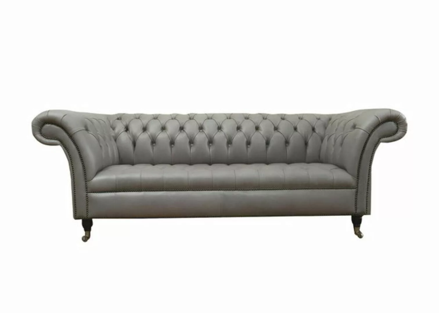 Xlmoebel Sofa 3-Sitzer Chesterfield Sofa aus grauem Leder im modernen Desig günstig online kaufen