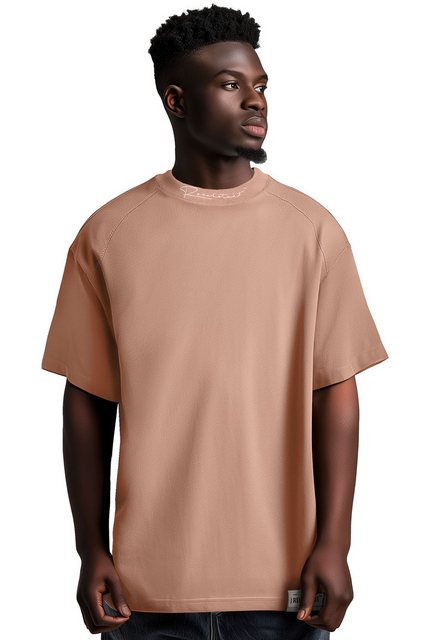 Reichstadt Oversize-Shirt Casual Kurzarm T-shirt 23RS041 Warm Brown L mit S günstig online kaufen