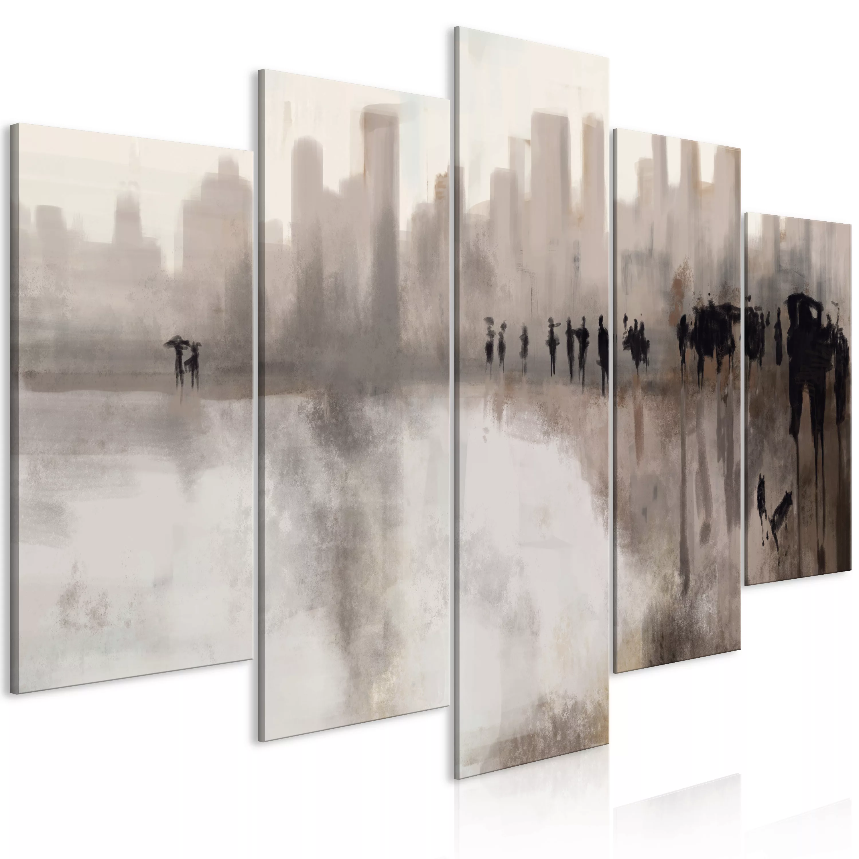 Wandbild - City In The Rain (5 Parts) Wide günstig online kaufen