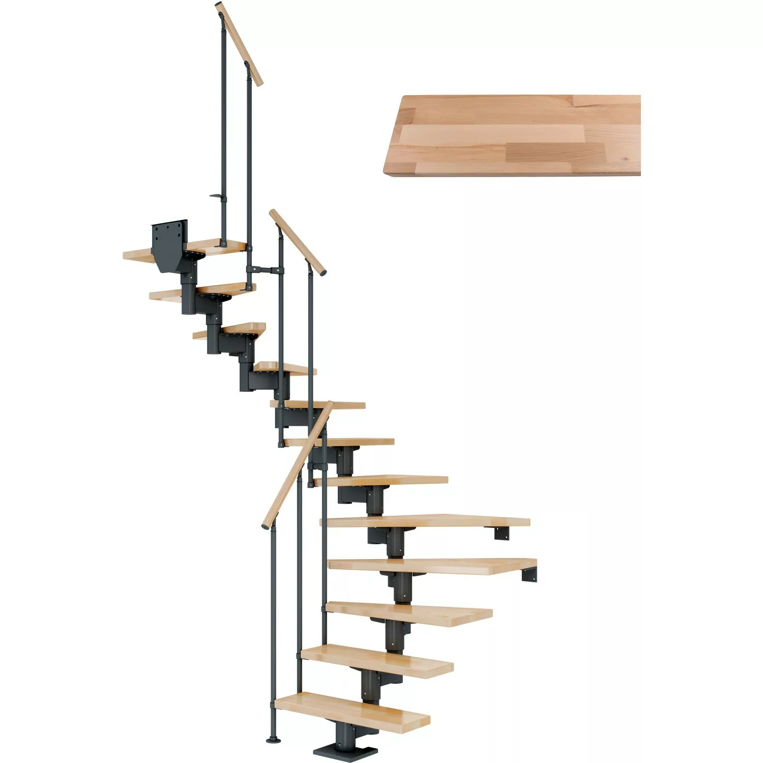 Dolle Mittelholmtreppe Cork Buche Anthrazit GH b. 292cm 1/2 Gewendelt 75 cm günstig online kaufen