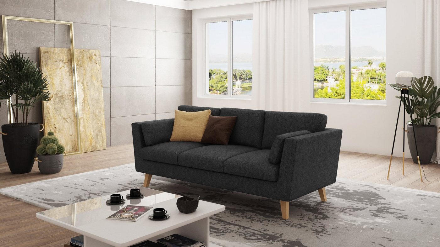 S-Style Möbel 3-Sitzer Sofa mit Holzfüßen im skandinavischen Stil Angeles, günstig online kaufen