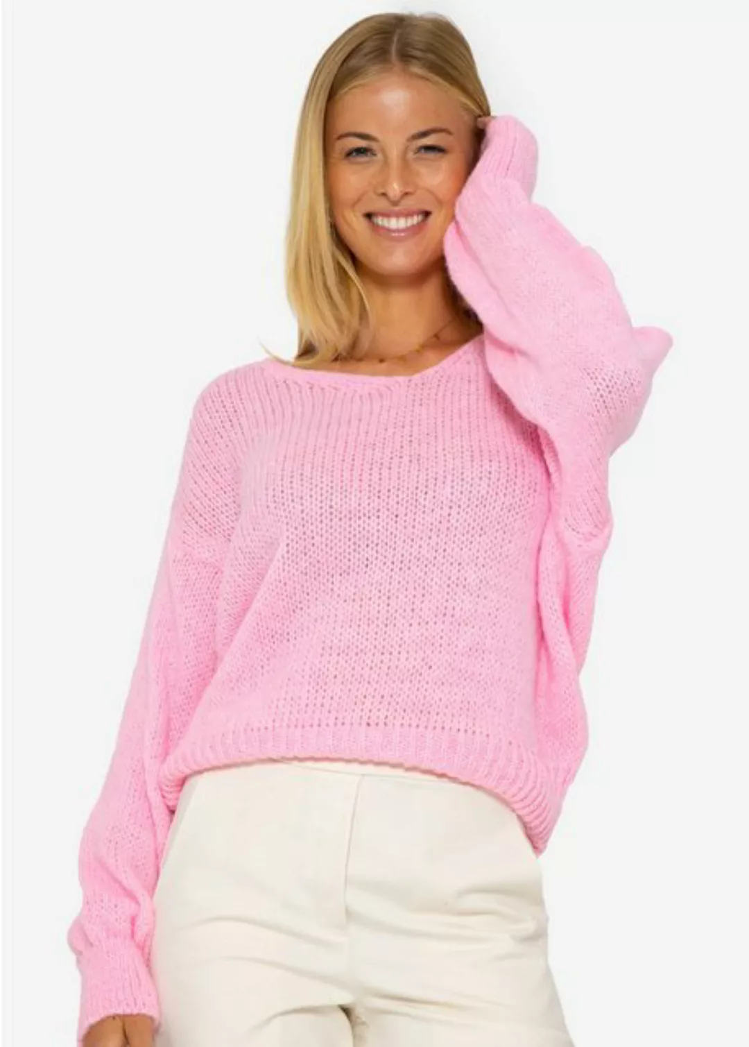 SASSYCLASSY Strickpullover Oversized Pullover Damen Damen Pullover mit V-Au günstig online kaufen