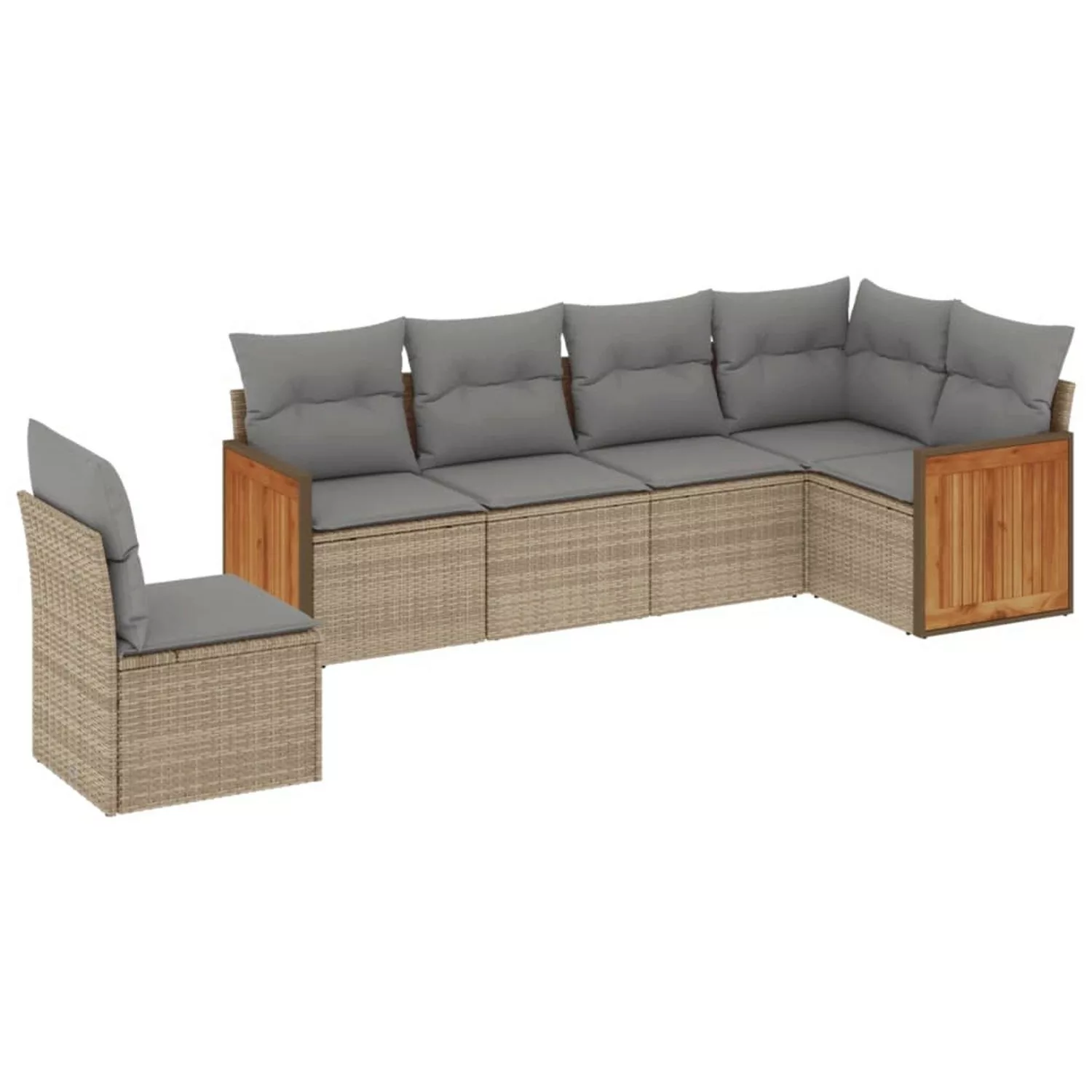 vidaXL 6-tlg Garten-Sofagarnitur mit Kissen Beige Poly Rattan Modell 255 günstig online kaufen