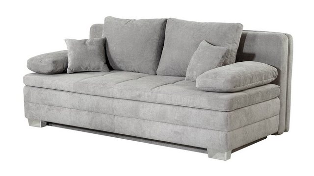 Die Möbelfundgrube® Schlafsofa LINDAU hellgrau 203 cm DAUERSCHLÄFER mit Bet günstig online kaufen