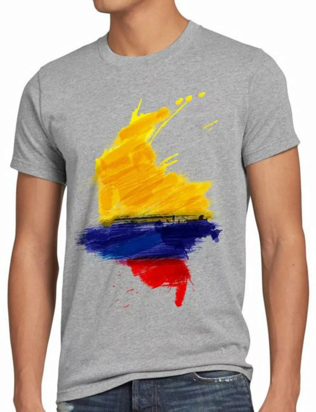 style3 Print-Shirt Herren T-Shirt Flagge Kolumbien Fußball Sport Colombia W günstig online kaufen