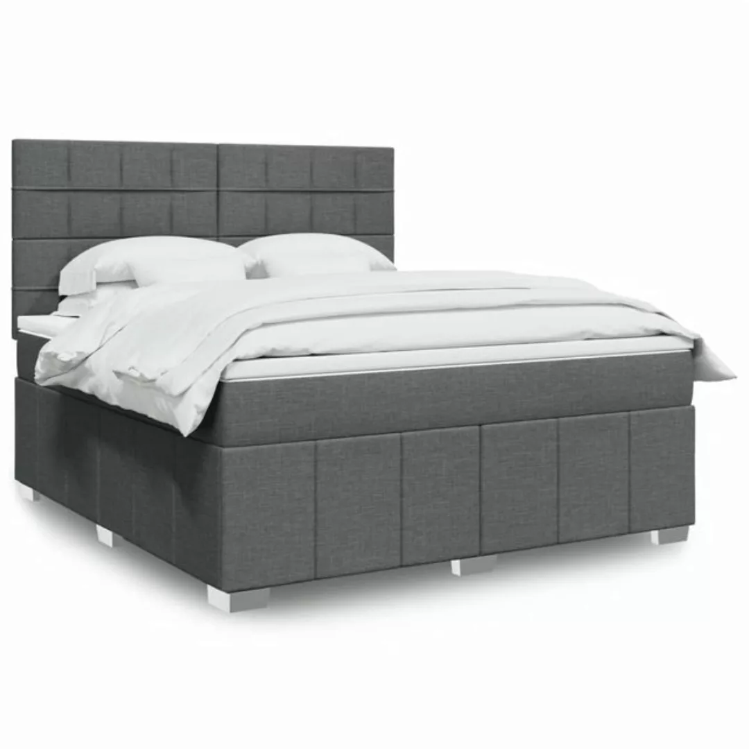 vidaXL Boxspringbett, Boxspringbett mit Matratze Dunkelgrau 180x200 cm Stof günstig online kaufen