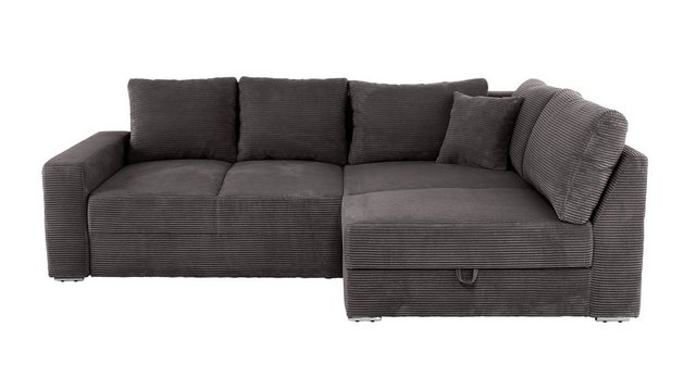 Massivart® Ecksofa JANIS Cord dunkelgrau / 260 cm / Cordsofa, Bettfunktion günstig online kaufen