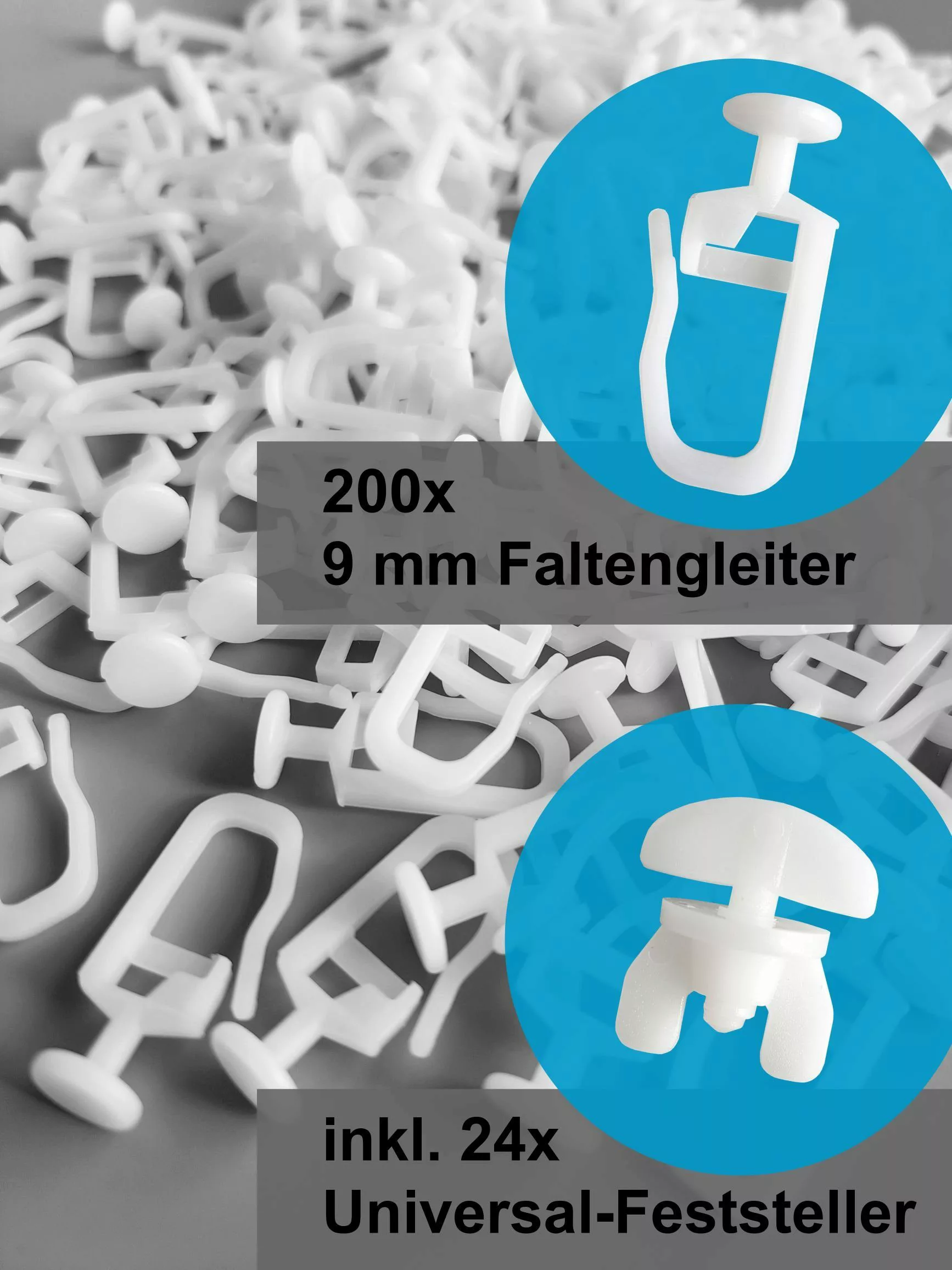 dekondo Gardinengleiter Faltengleiter mit 9mm Kopf, günstig online kaufen