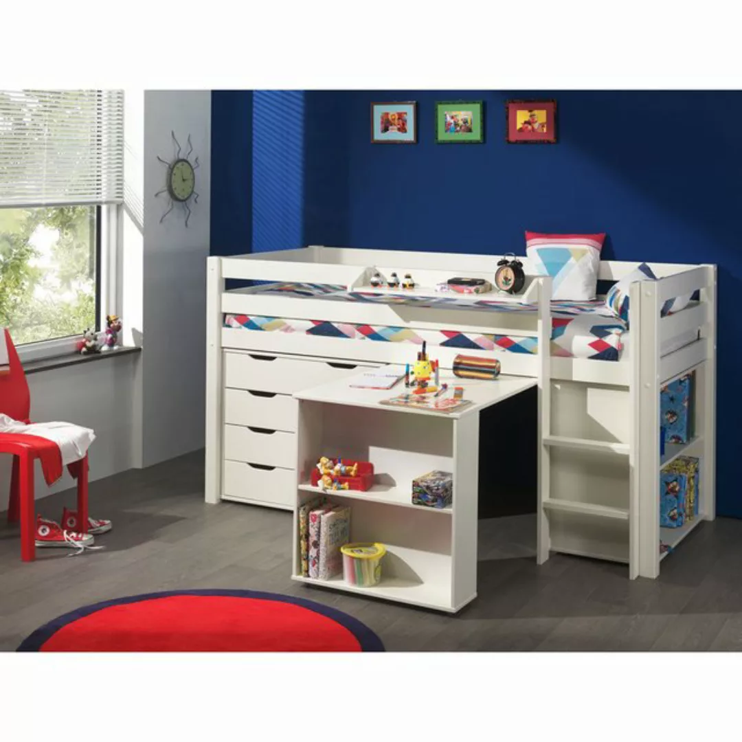 Kinderzimmer in Kiefer massiv weiß lackiert PINOO-12 mit Hochbett und Schre günstig online kaufen