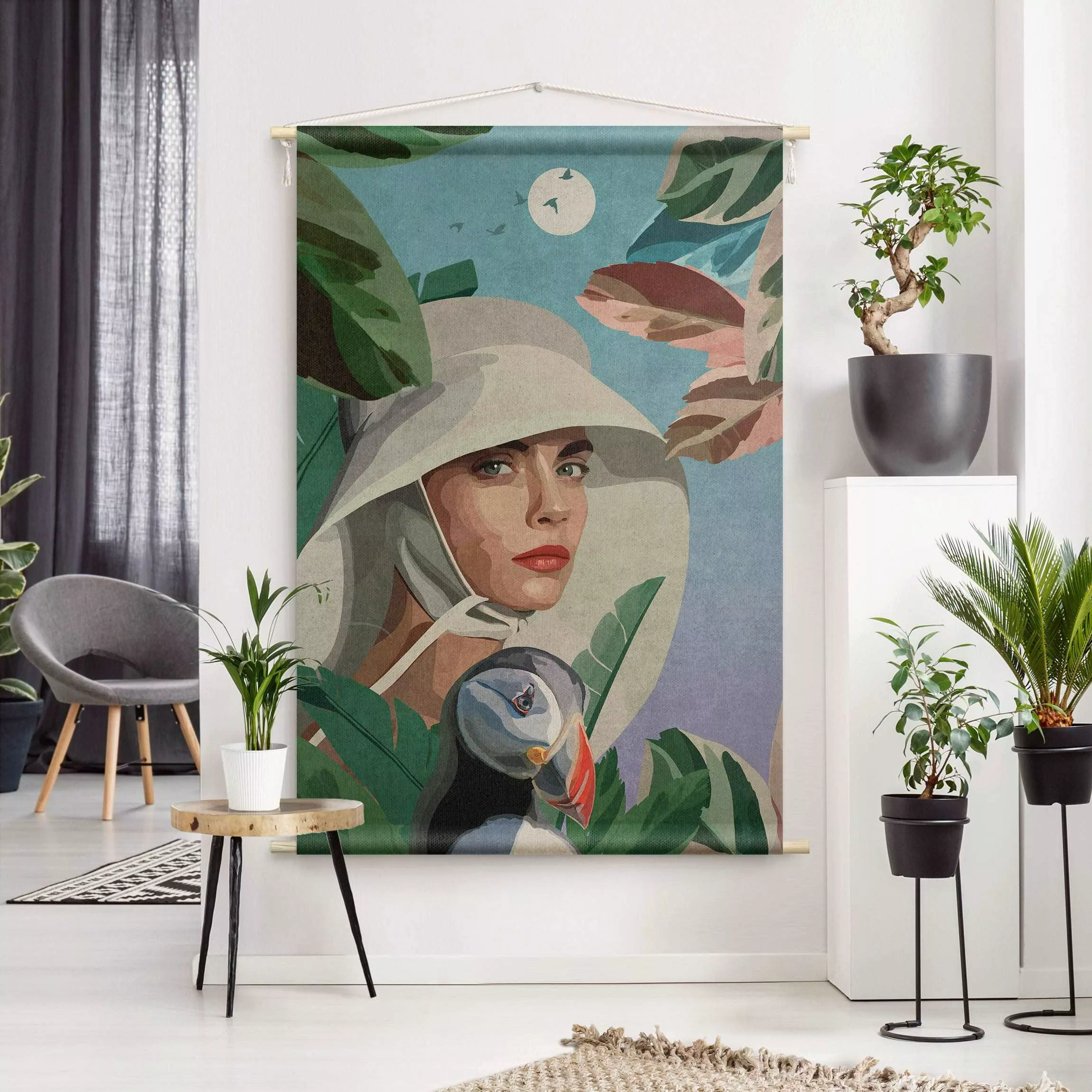 Wandteppich Emel Tunaboylu - Tropisches Frauenportrait günstig online kaufen