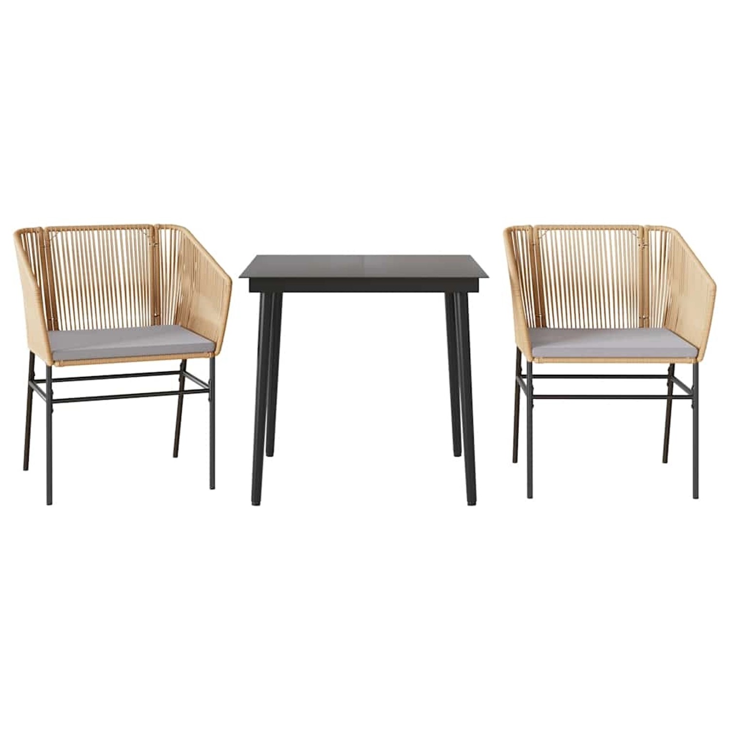 vidaXL 3-Tlg Garten-Essgruppe mit Kissen Braun Poly Rattan Glas 3334520 günstig online kaufen