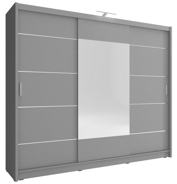 MOEBLO Kleiderschrank KUBA 250 ALU (Dekorative Aluminiumleisten, Wohnzimmer günstig online kaufen