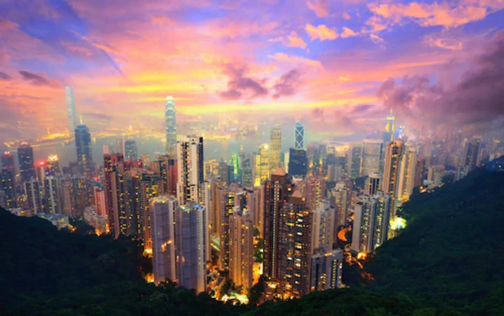 Papermoon Fototapete »HONG KONG-VICTORIA PEAK STADT INSEL SKYLINE MEER NACH günstig online kaufen