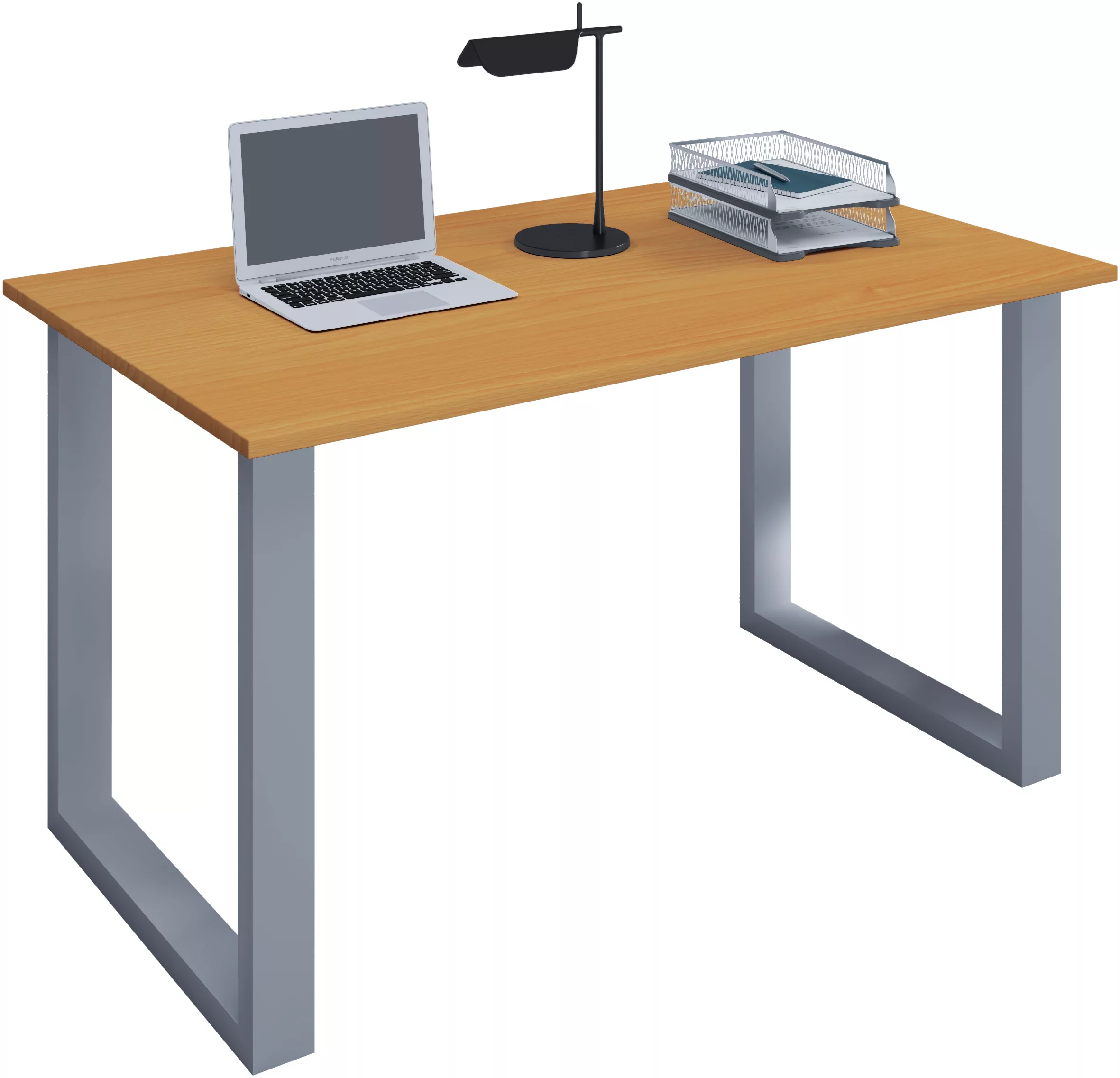 Schreibtisch VCM Lona 140x80 U-Fußgestell - Buche/Silber günstig online kaufen