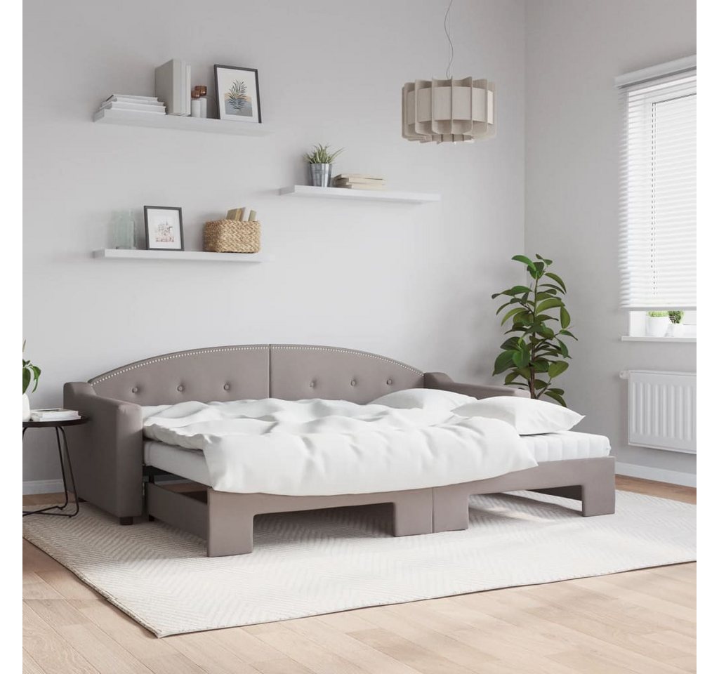 vidaXL Gästebett Gästebett Tagesbett Ausziehbar mit Matratzen Taupe 80x200 günstig online kaufen