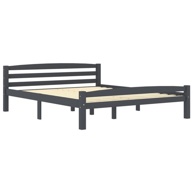 vidaXL Bettgestell Massivholzbett Dunkelgrau Kiefer 160x200 cm Doppelbett B günstig online kaufen