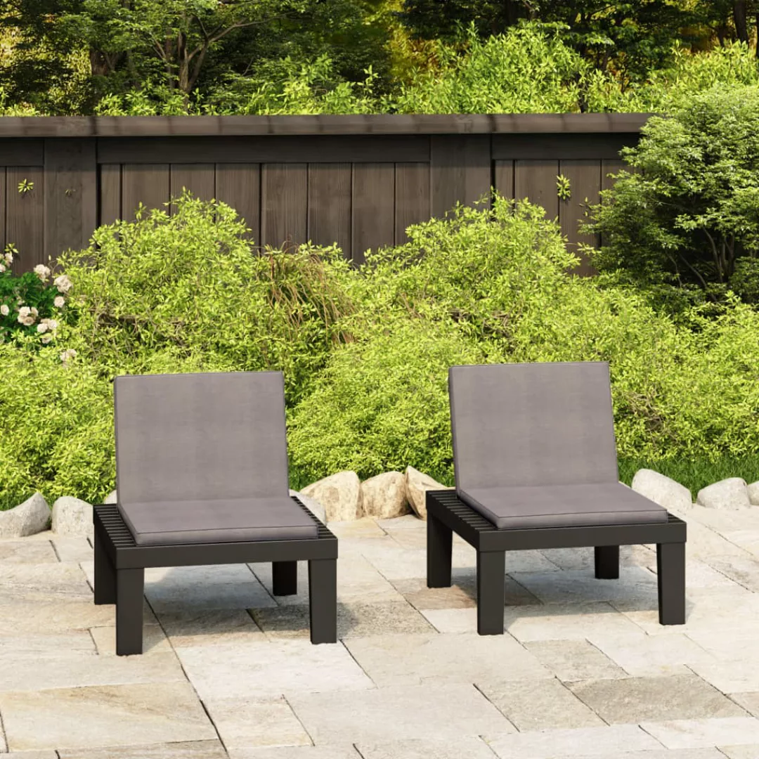 Gartenstühle Mit Auflagen 2 Stk. Kunststoff Grau günstig online kaufen
