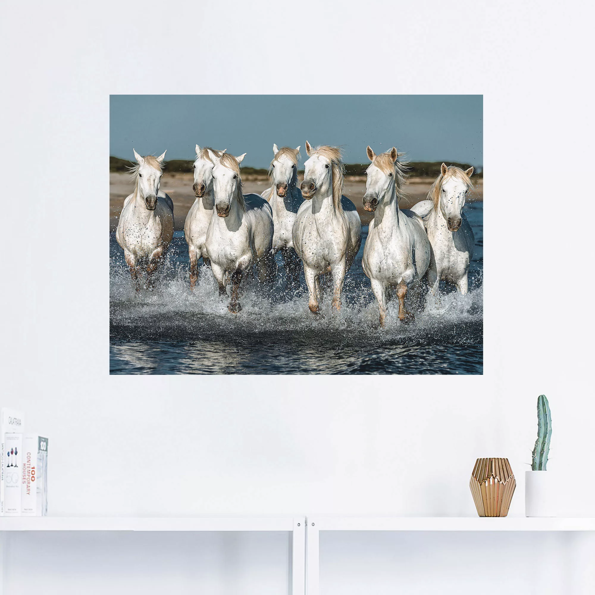 Artland Wandbild "Camargue Pferde galoppieren am Strand", Haustiere, (1 St. günstig online kaufen