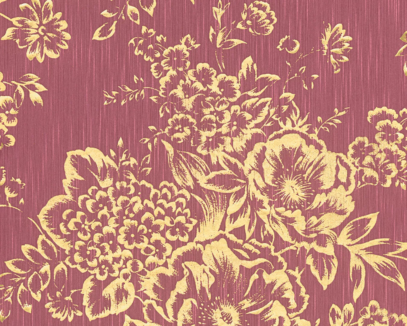 Bricoflor Textil Blumentapete Schwarz Gold Vlies Textiltapete mit Blumen im günstig online kaufen
