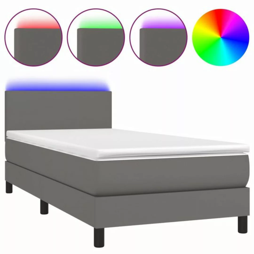 vidaXL Boxspringbett Bett Boxspringbett mit Matratze & LED Kunstleder (90 x günstig online kaufen