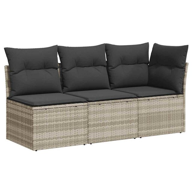 vidaXL Loungesofa Gartensofa mit Kissen 3-Sitzer Hellgrau Poly Rattan, 1 Te günstig online kaufen