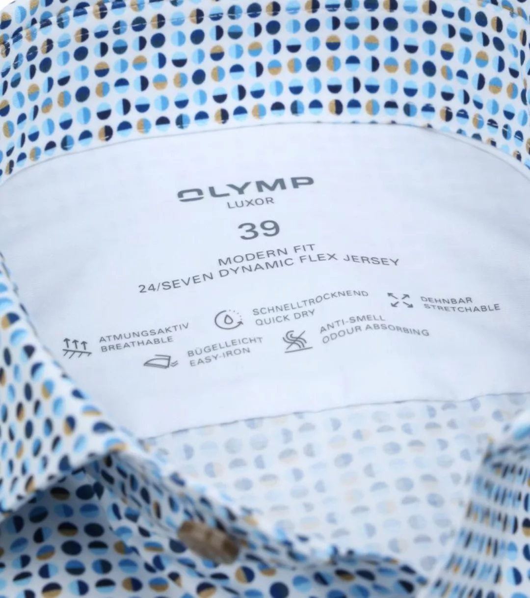OLYMP Luxor Hemd Kreise Blau - Größe 40 günstig online kaufen