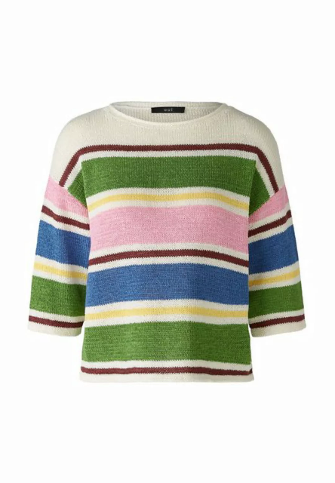 Oui Rundhalspullover Pullover Baumwollmischung günstig online kaufen