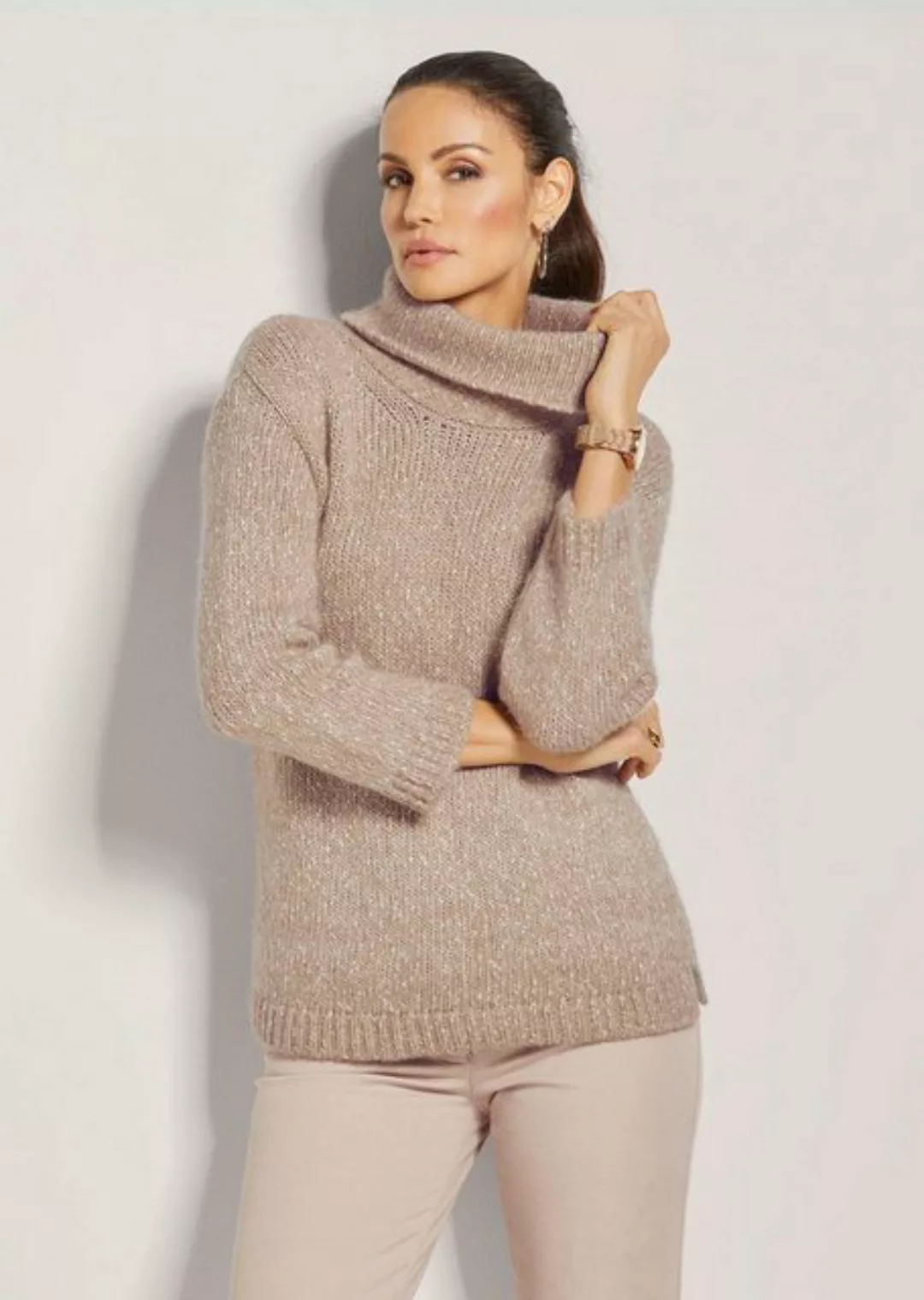 MADELEINE Strickpullover Rollkragen-Pullover mit 3/4-Arm günstig online kaufen