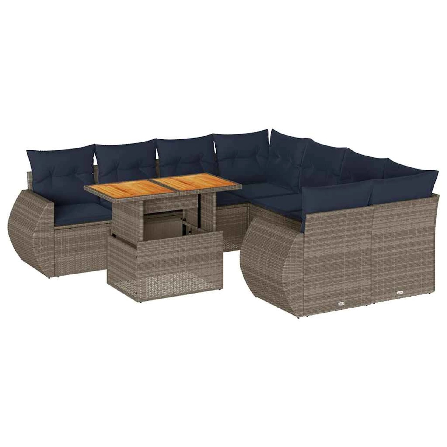 vidaXL 9-Tlg Garten-Sofagarnitur mit Kissen Grau Poly Rattan 3327246 günstig online kaufen