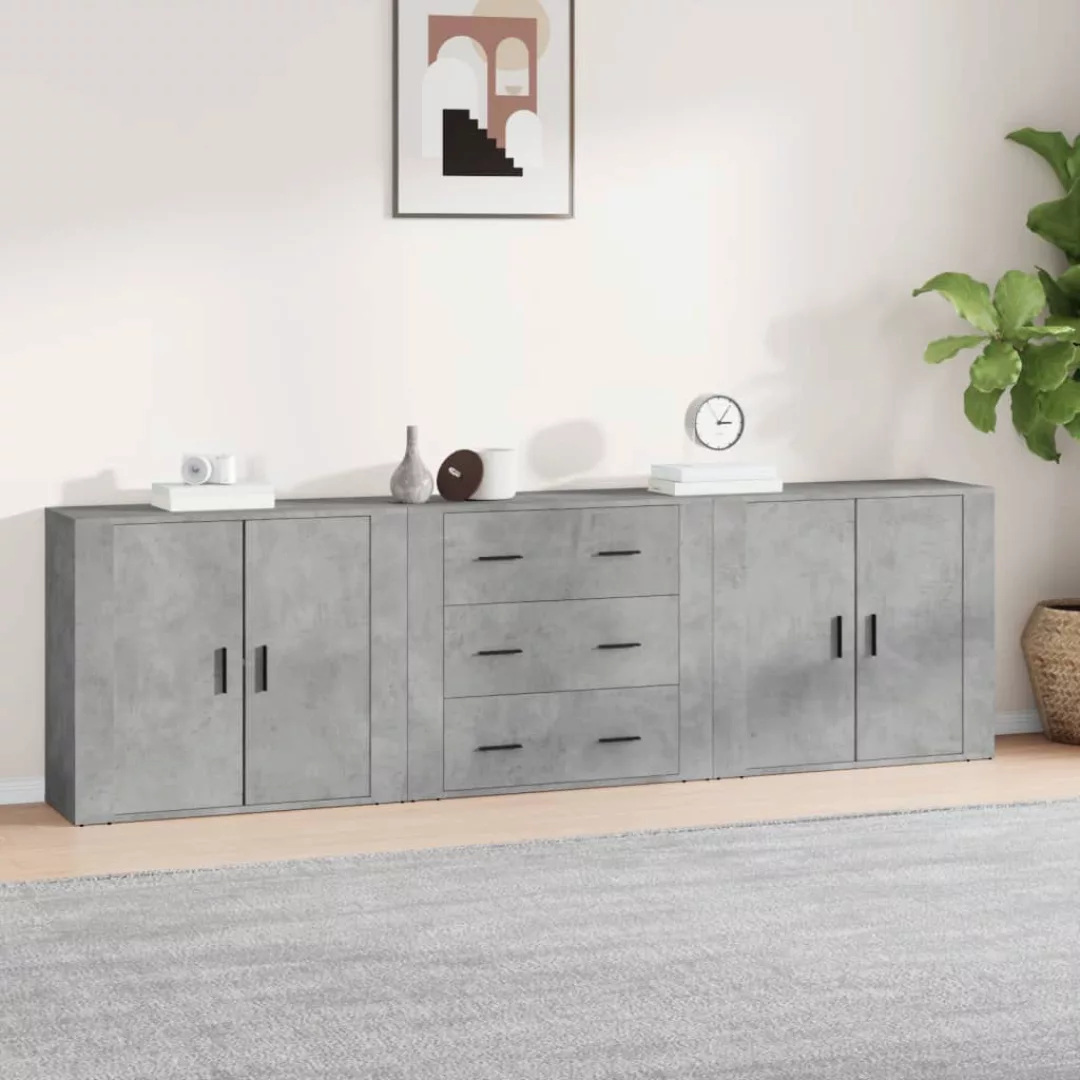 Vidaxl Sideboards 3 Stk. Betongrau Holzwerkstoff günstig online kaufen