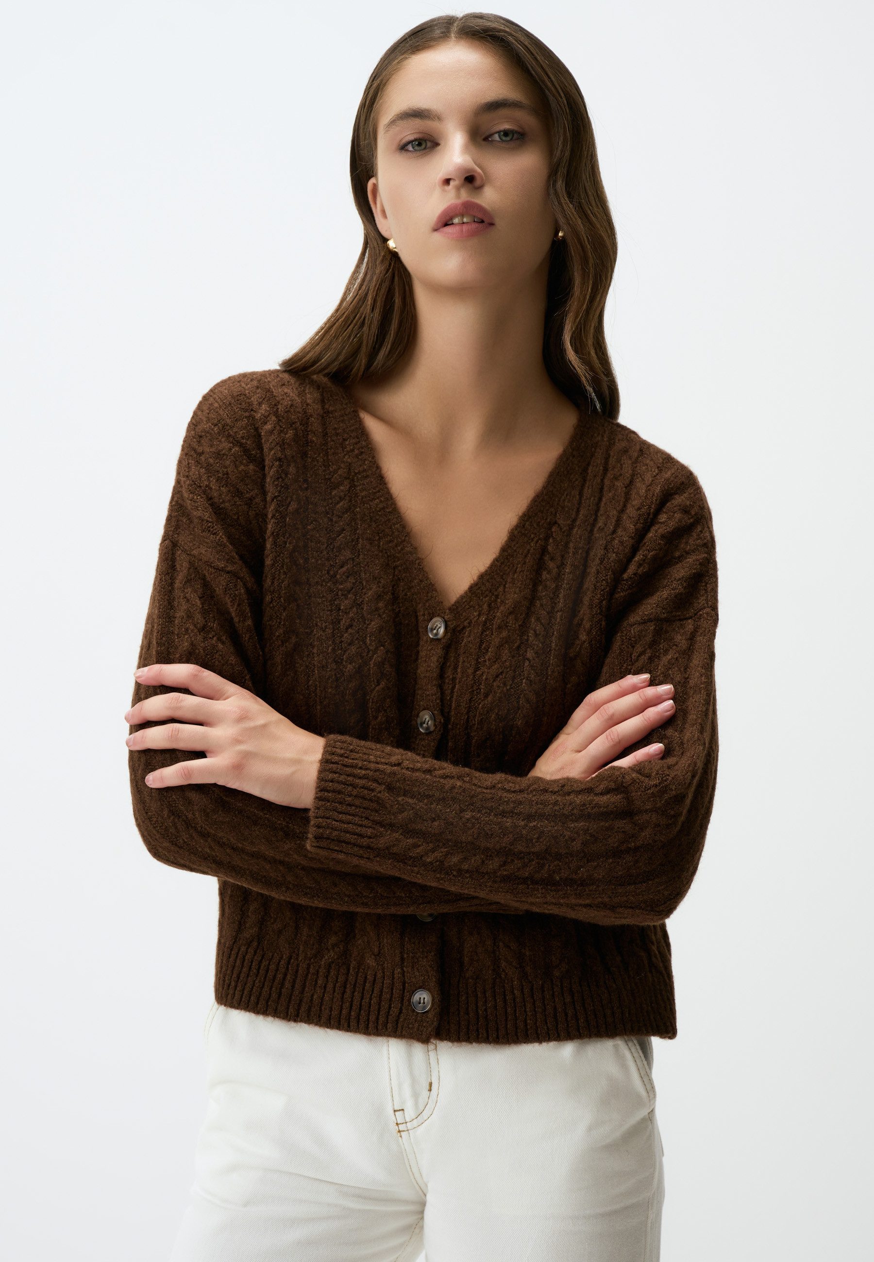 Jimmy Key Cardigan Schokoladenbraune Strickjacke Mit günstig online kaufen
