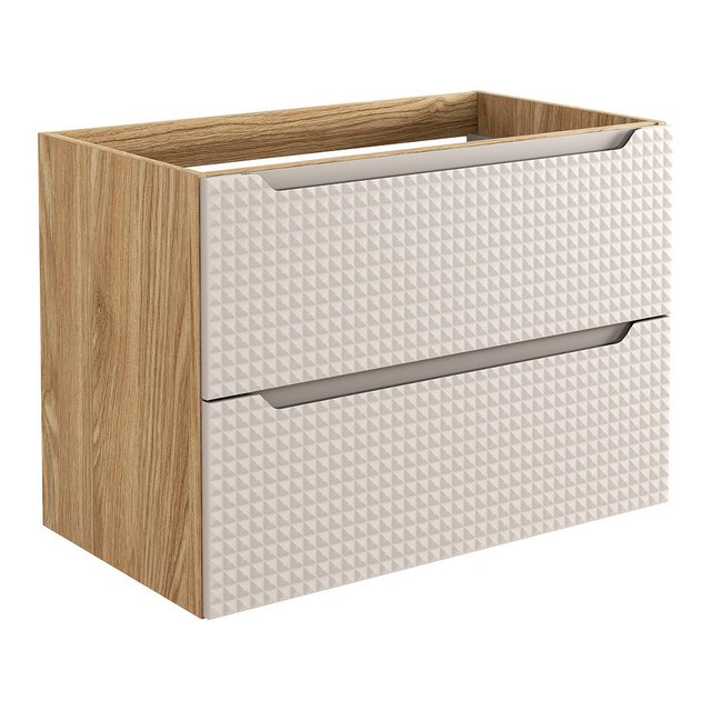 Lomadox Waschbeckenschrank LONDON-56-BEIGE in Eiche mit Beige, 3D-Struktur, günstig online kaufen