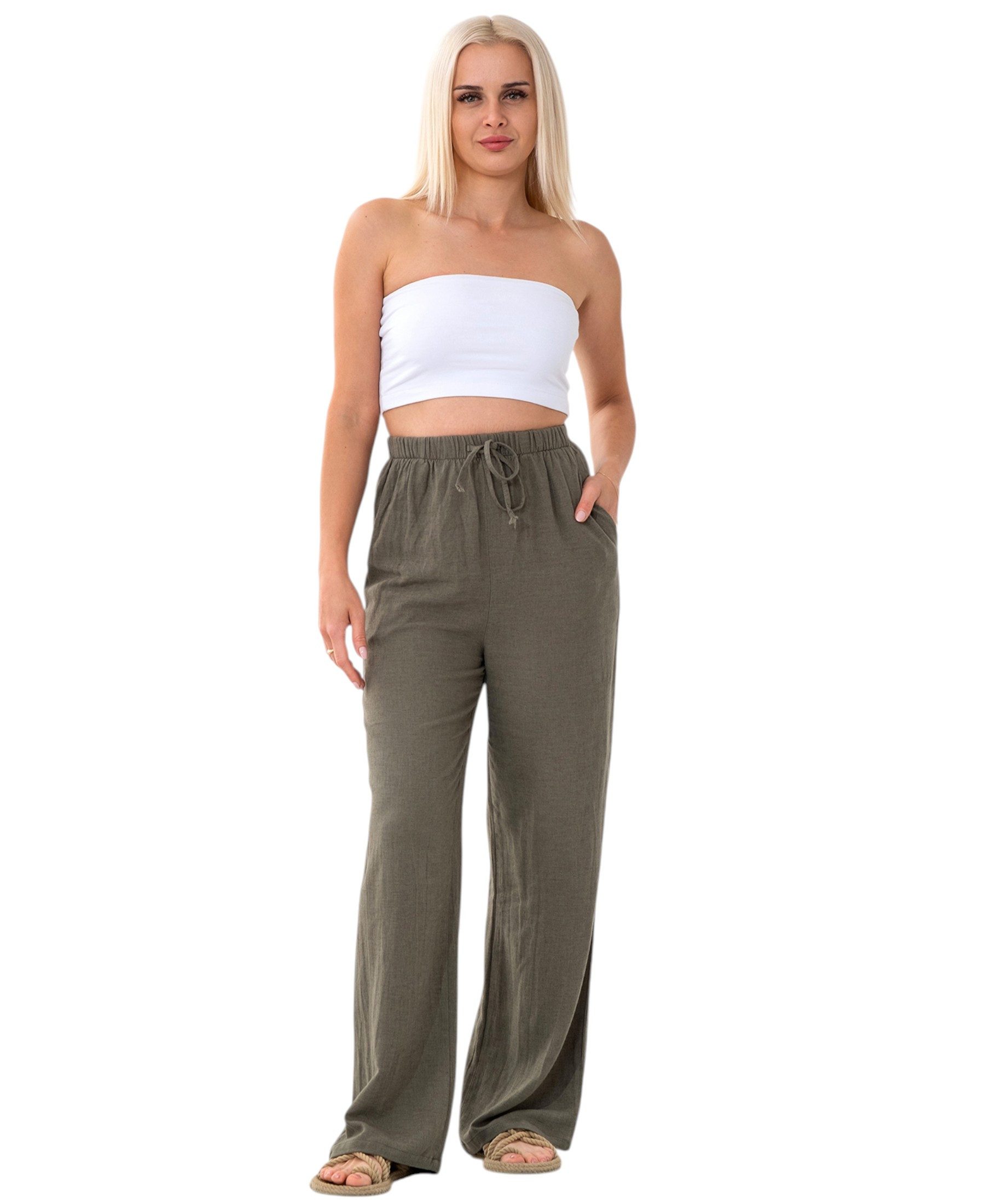 WENOR Leinenhose Damen mit Kordelzug, Hose günstig online kaufen
