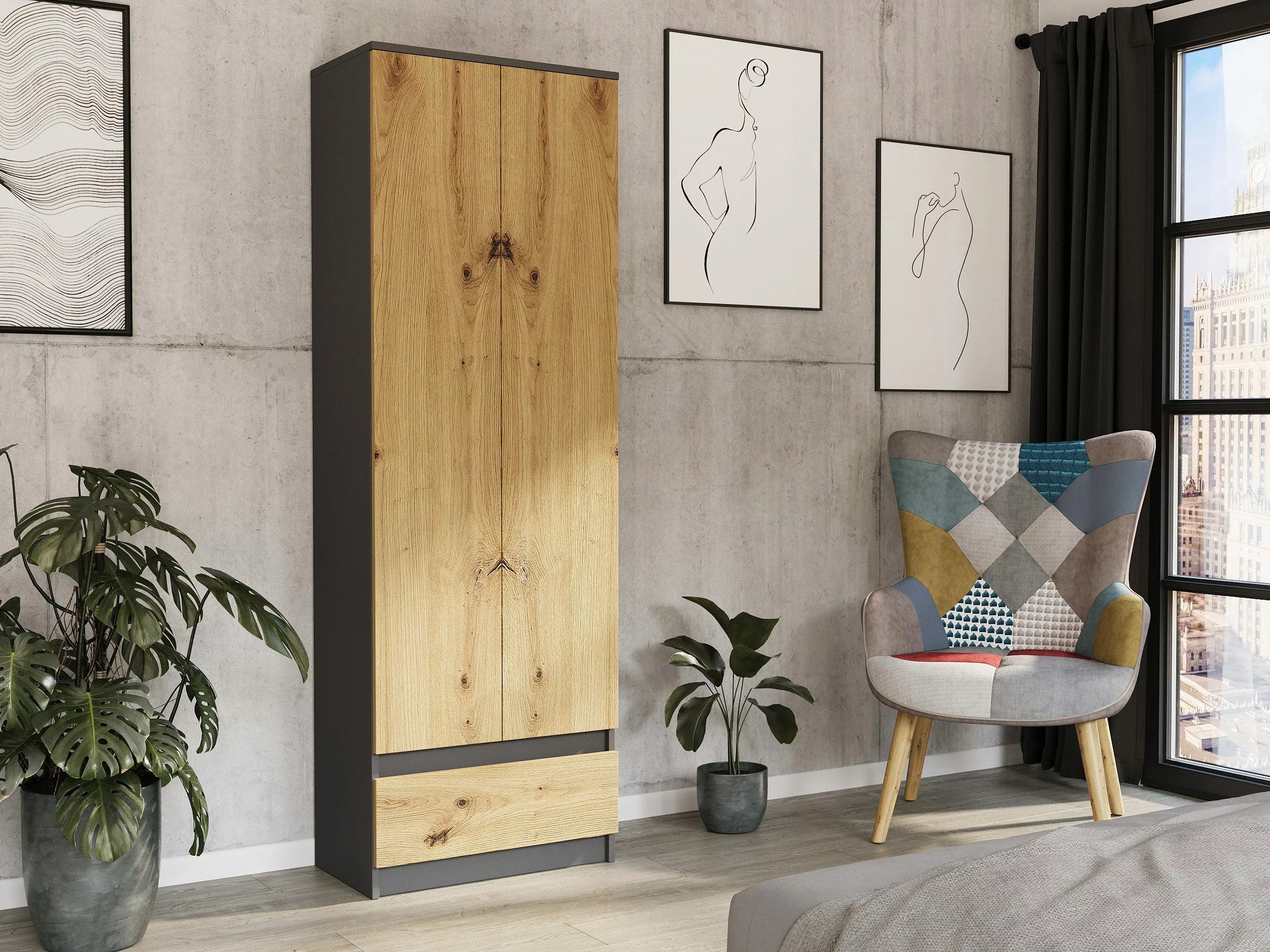 Home Collective Kleiderschrank mit 2 Türen, günstig online kaufen