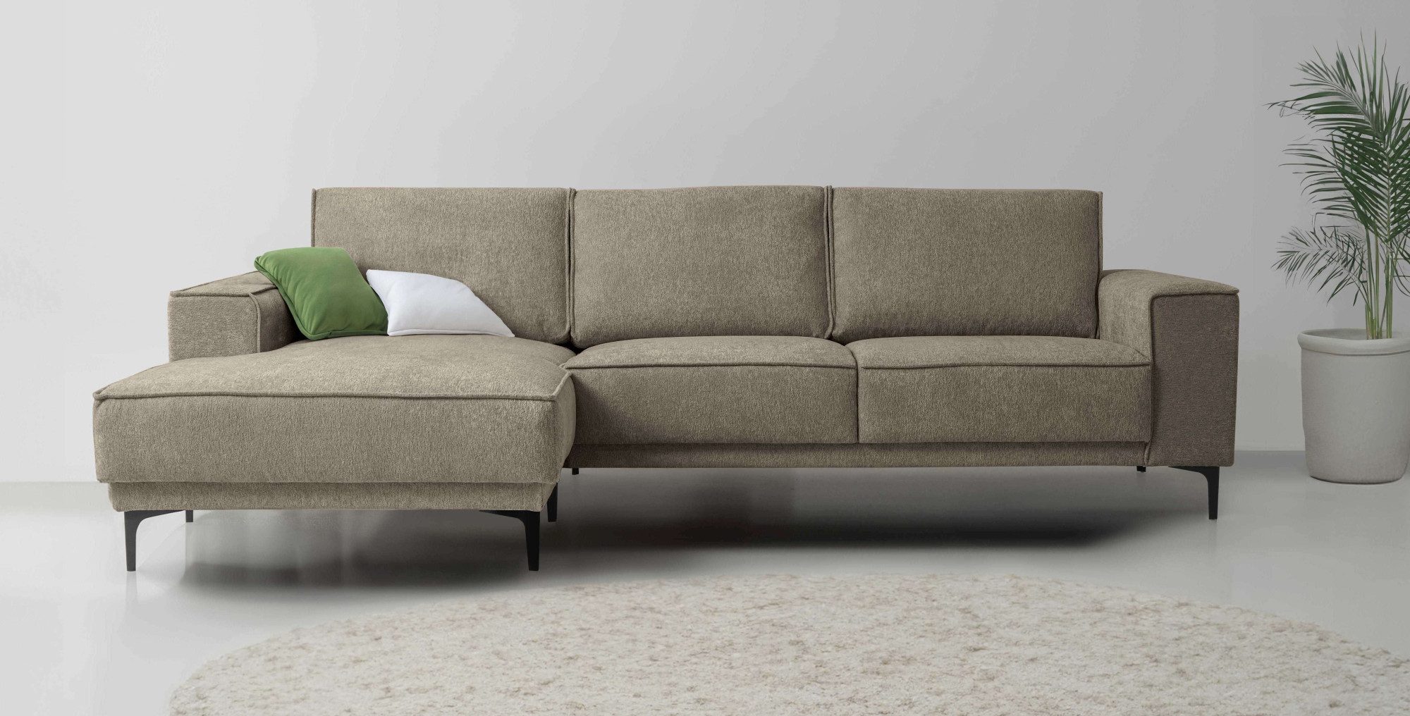 Places of Style Ecksofa "Polsterecke Oland, Struktur, Flachgewebe, Luxus-Mi günstig online kaufen
