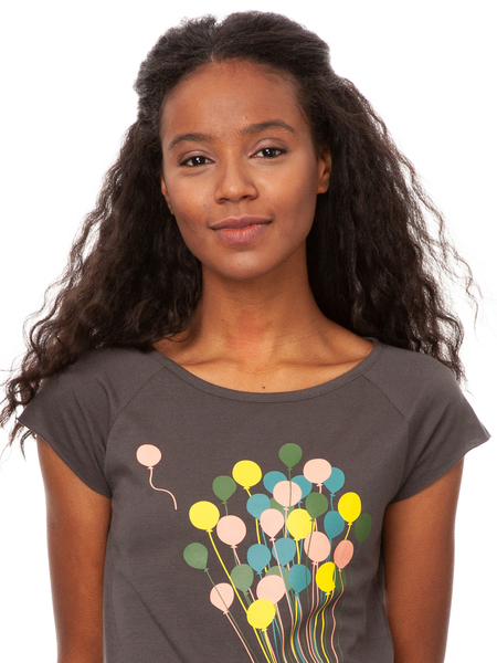 Fellherz Damen T-shirt Balloons Dark Grey günstig online kaufen