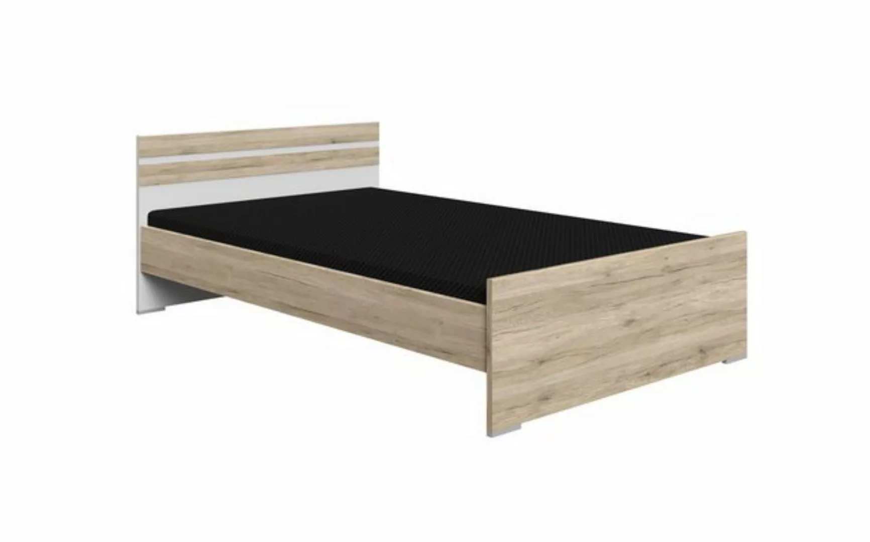möbelando Bett Canton, Modernes Bett aus Spanplatte in San Remo Eiche Nachb günstig online kaufen