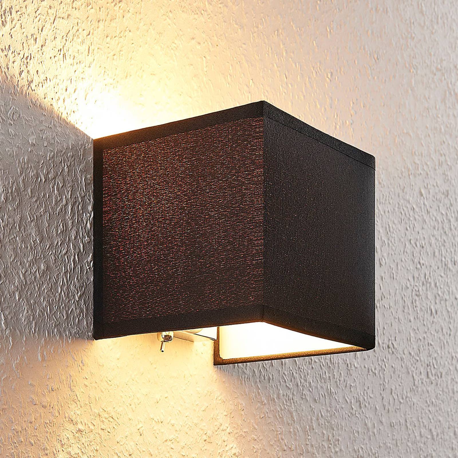 Stoff-Wandlampe Adea mit Schalter, 13 cm, schwarz günstig online kaufen