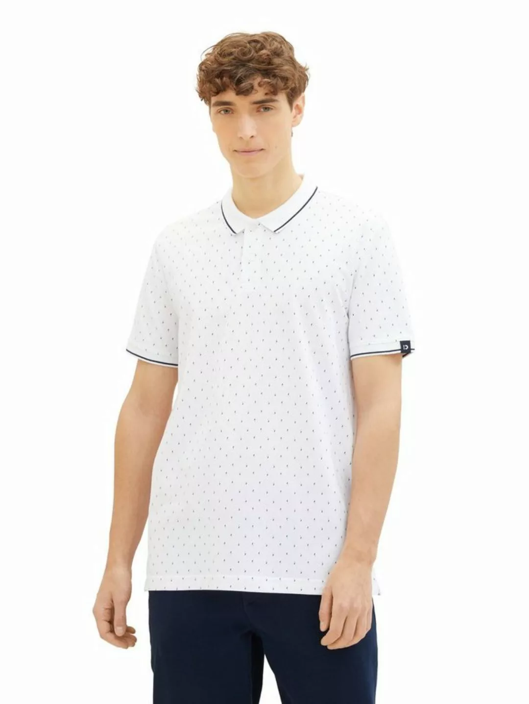 TOM TAILOR Denim Poloshirt mit Minimal-Print und aus reiner Baumwolle günstig online kaufen