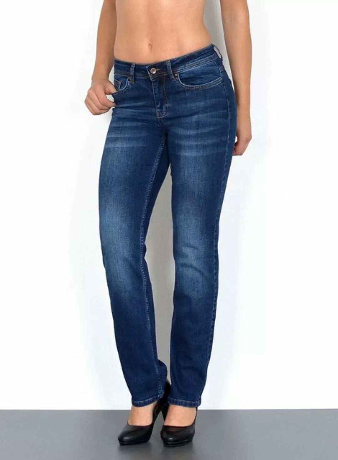 ESRA Straight-Jeans High Waist Straight Fit Jeans Damen Gerader Schnitt bis günstig online kaufen