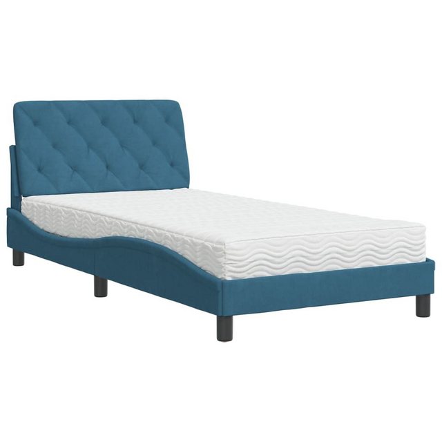 vidaXL Bett Bett mit Matratze Blau 100x200 cm Samt günstig online kaufen