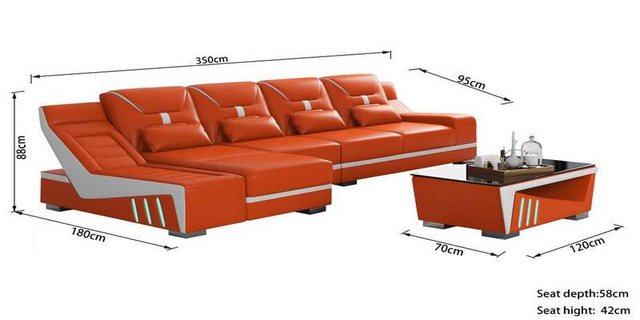 Xlmoebel Ecksofa Designer-Ecksofa in L-Form in Orange - stilvolle Eckcouch günstig online kaufen